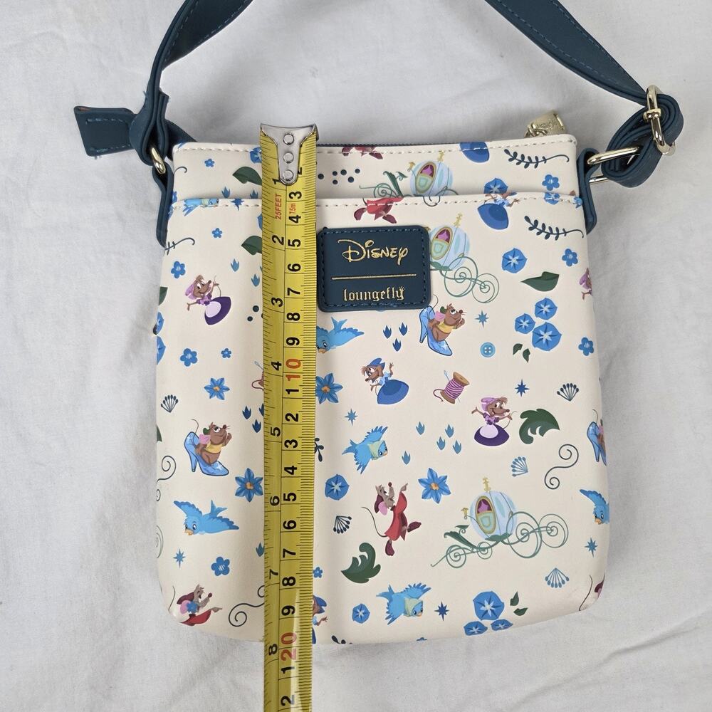 Loungefly Disney Cinderella Crossbody Bag Purse Jaq Gus Mice Cream Teal - Picture 3 of 16
